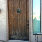Old pine door to be removed and replaced