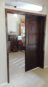Interior knotty alder doors installation 