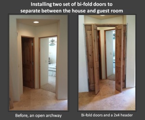 Room separation with bi-fold doors