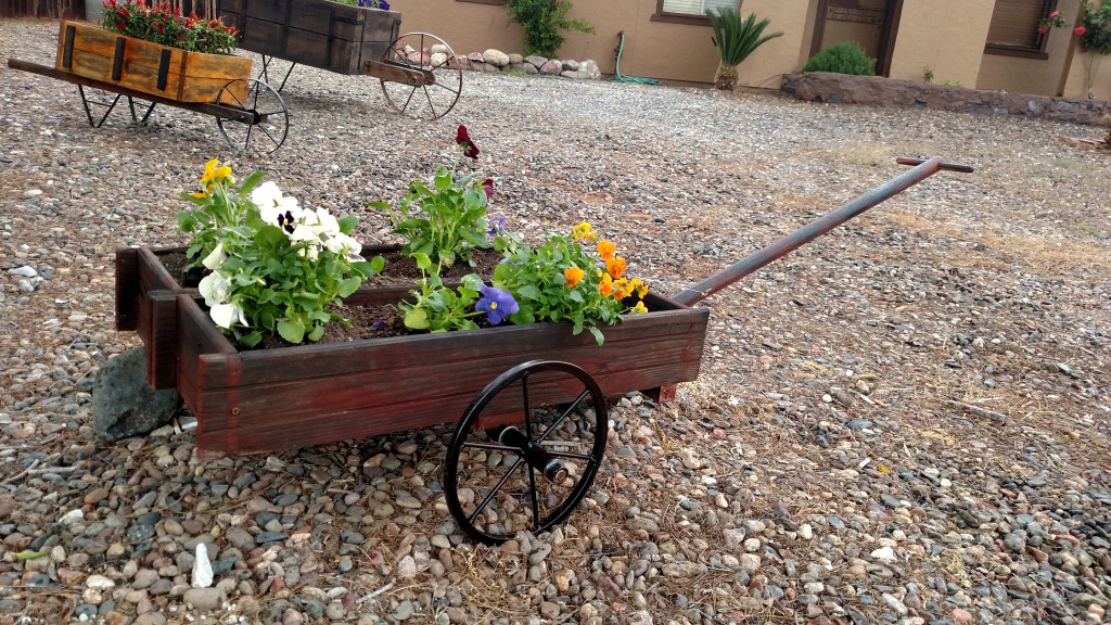 Pull cart with flowers 