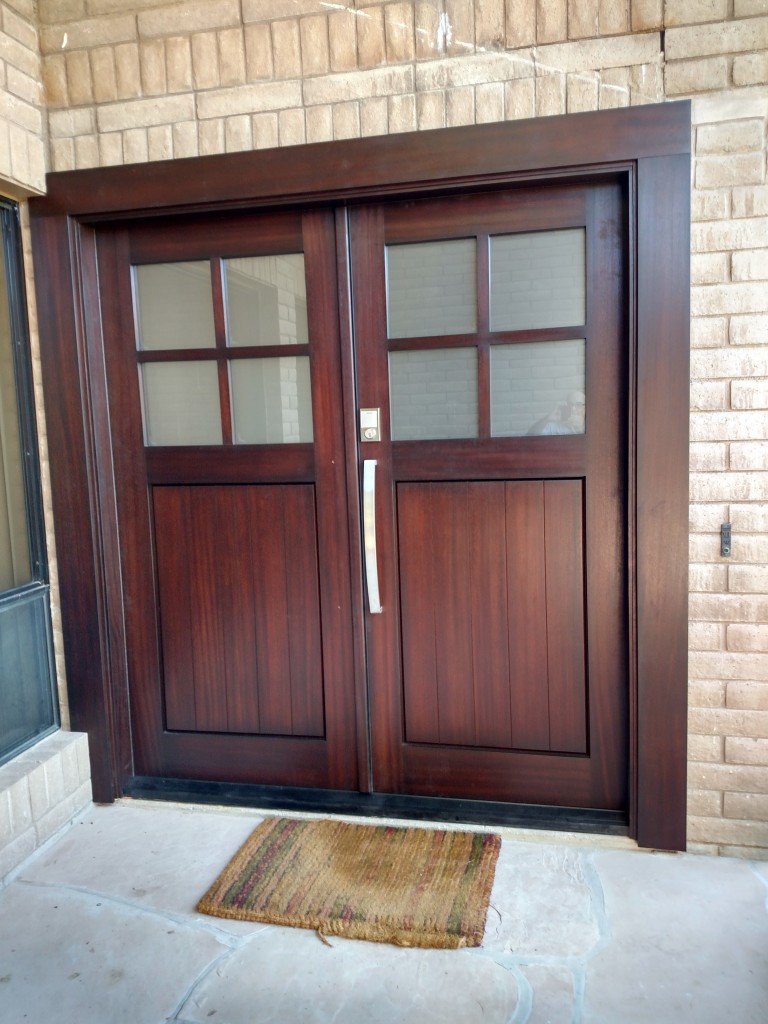 Double mahogany front doors by Shapira builders 