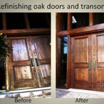 Refinishing oak entry with double doors and transom