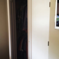 Installing closet Shaker style doors with one panel.