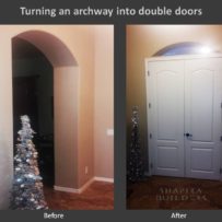 Turning an archway into double doors entryway