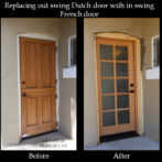 Replacing back Dutch door with ten light French door.