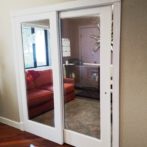 Interior sliding French door with one fixed panel